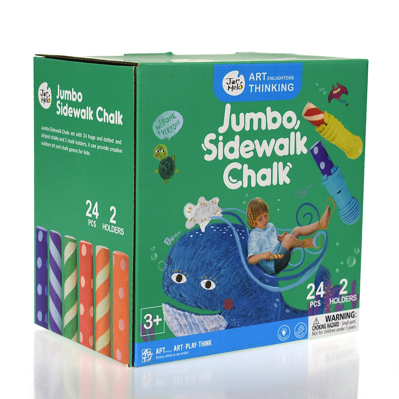 Jar Melo Washable Sidewalk Chalk - 24 Colors Kit with 2 Holders 24色可水洗双色粉笔礼盒